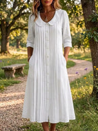 Full Size Peter Pan Collar Button Down Dress Plus