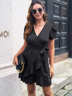 Tied Surplice Short Sleeve Dress (8)