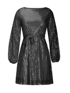 Sequin Tie Waist Long Sleeve Mini Dress (12)