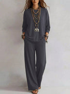 Round Neck T-shirt Wide-leg Pants Set (6)