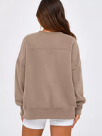 Slit Round Neck Dropped Shoulder Sweatshirt (26)