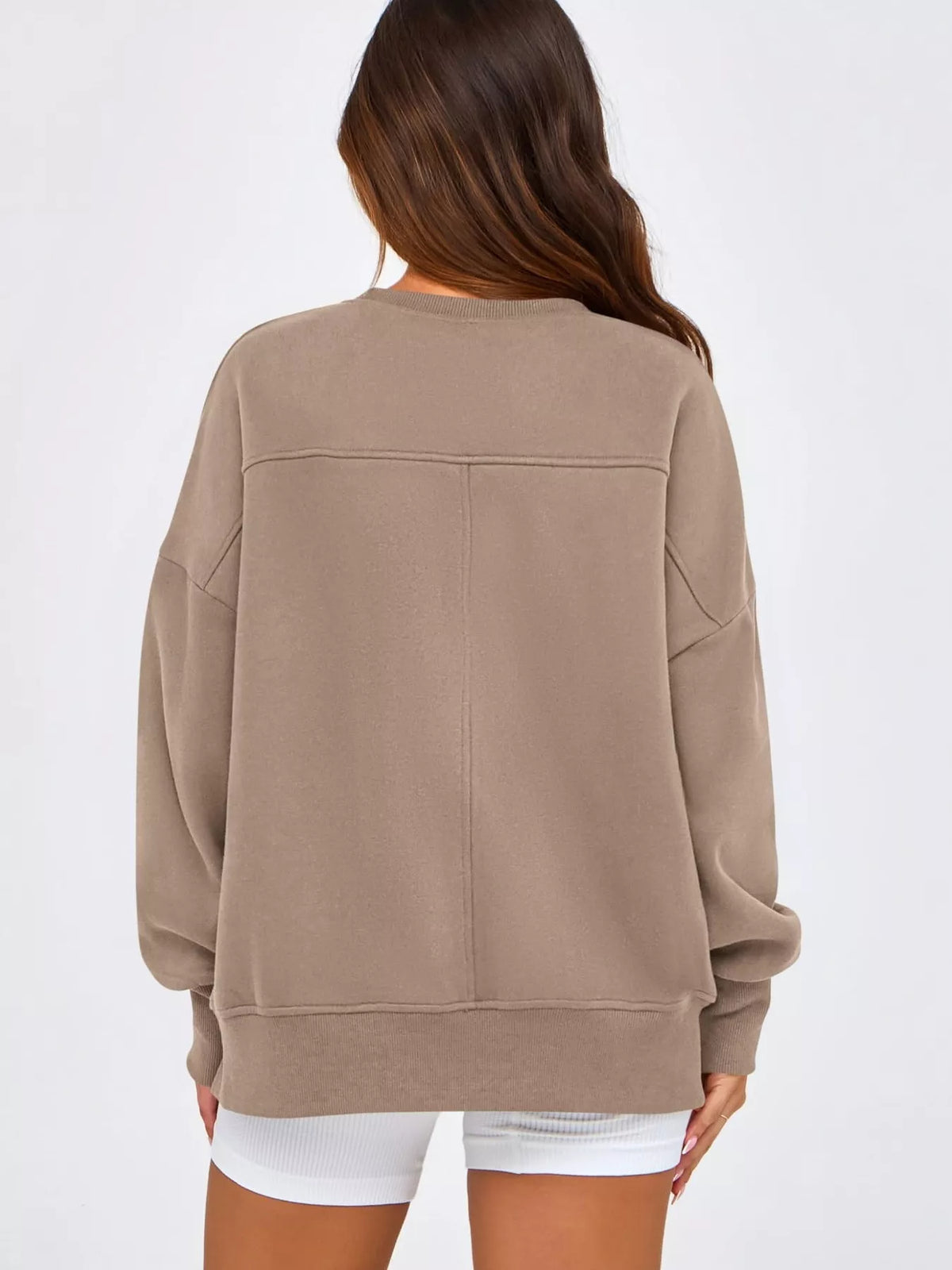 Slit Round Neck Dropped Shoulder Sweatshirt (26)