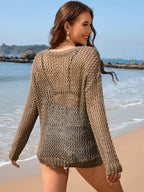 Openwork Dropped Shoulder Cover Up (2)