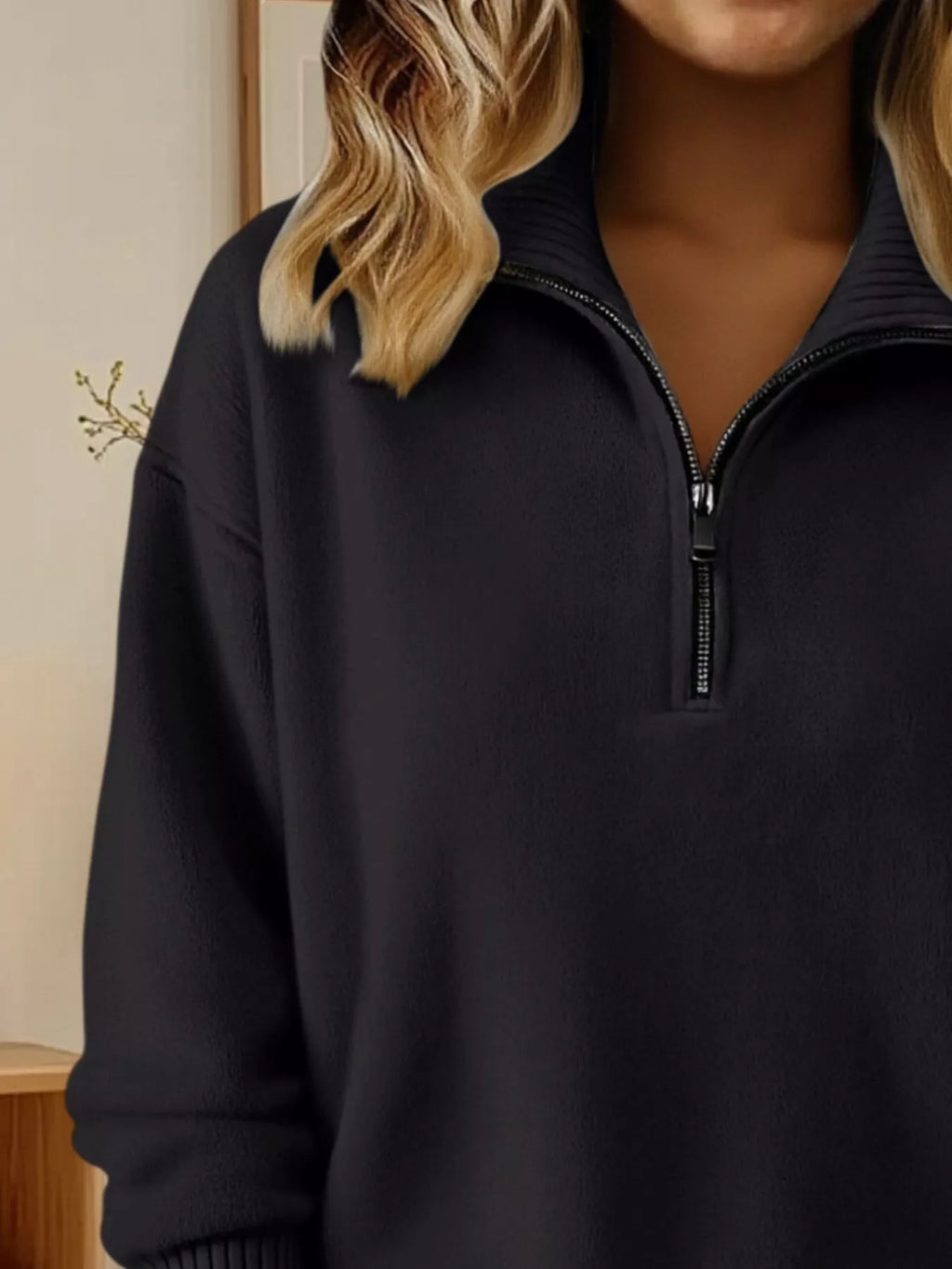 Full Size Half Zip Dropped Shoulder Sweater Plus (14)