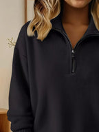 Full Size Half Zip Dropped Shoulder Sweater Plus (14)