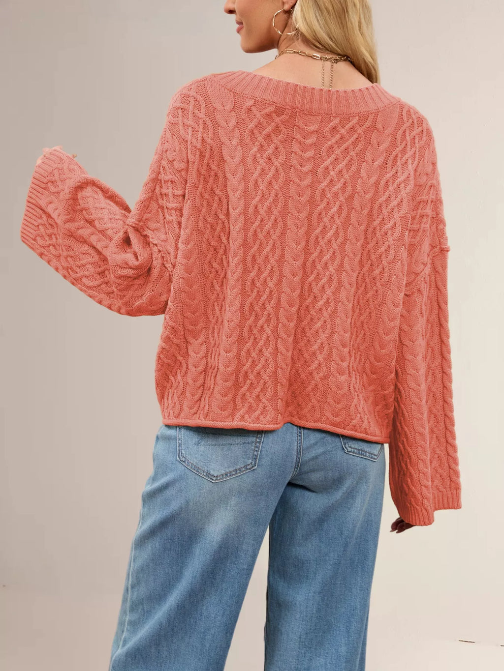 Cable Knit Button-down Cardigan (12)