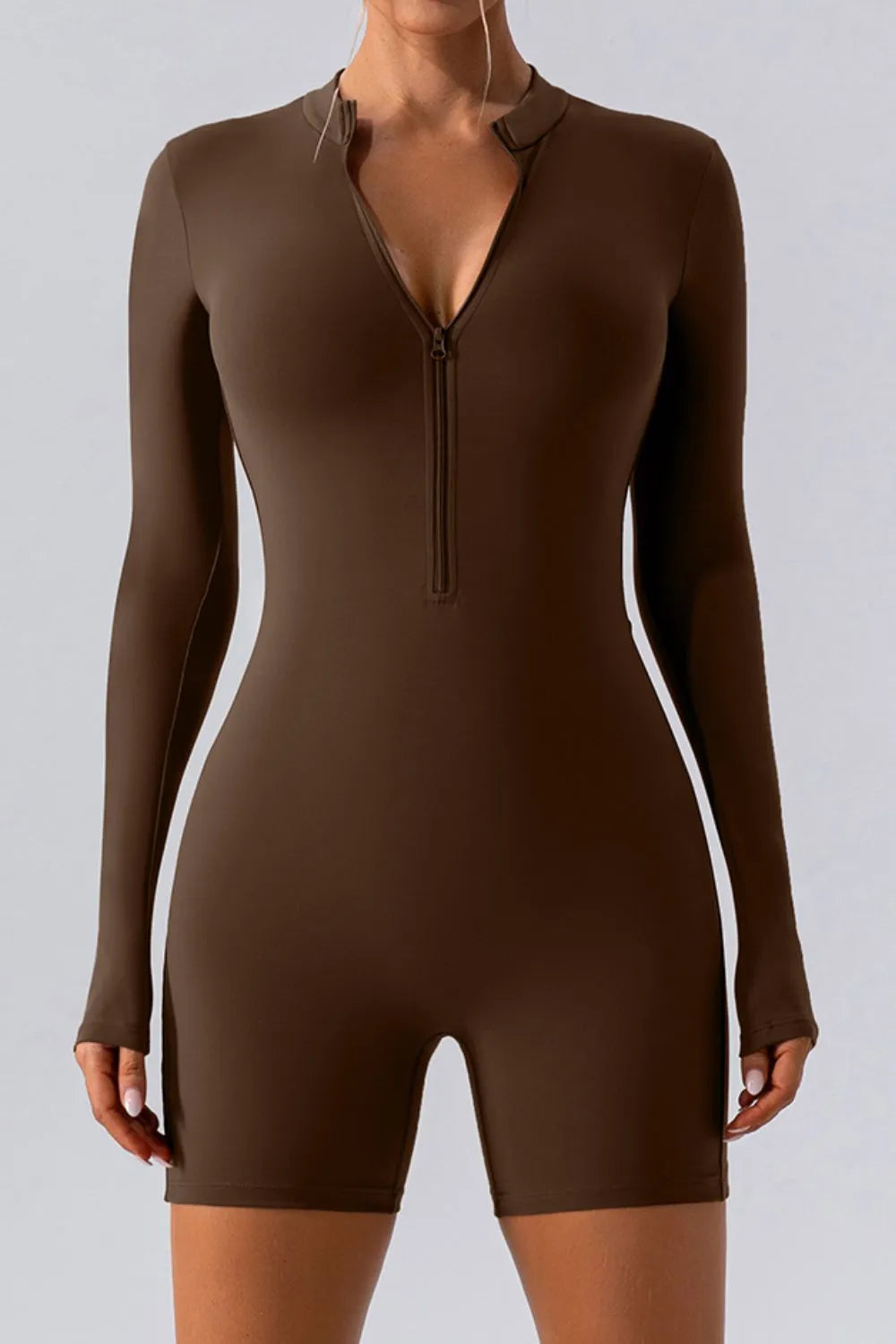 Half Zip Long Sleeve Active Romper (4)