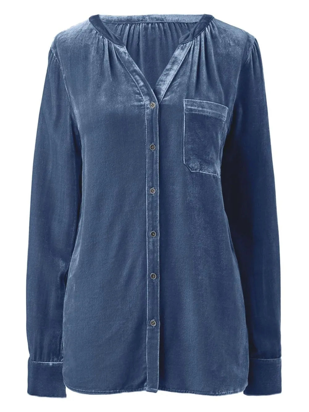Notched Button Down Long Sleeve Shirt (7)