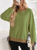 Exposed Seam Striped Contrast Sweatshirt