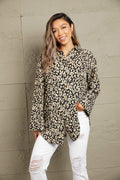 Leopard Roll-tap Sleeve Shirt