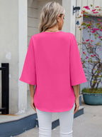 V-neck Lace Trim Blouse (2)
