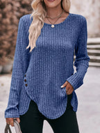 Ribbed Knit Long Sleeve T-shirt (5)