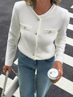 Button-front Ribbed Long Sleeve Cardigan (2)