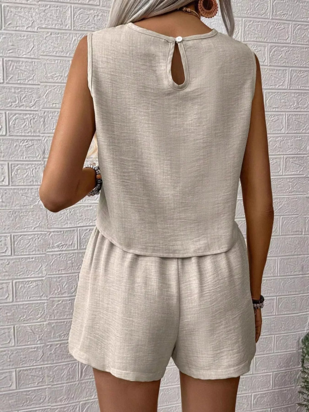 Sleeveless Top Shorts Casual Set (4)