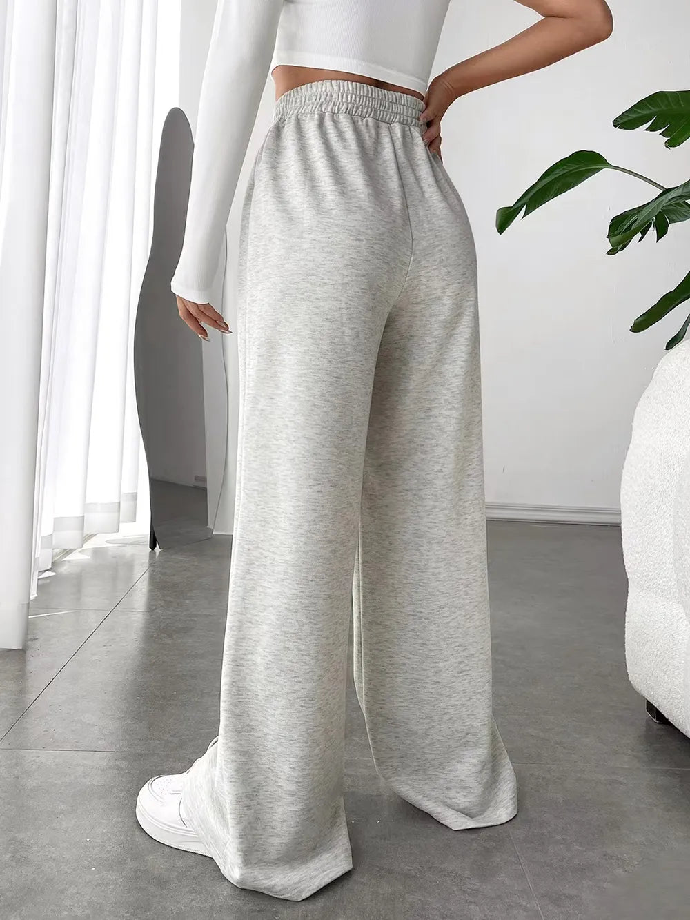 Elastic Waist Wide Leg Pants (2)
