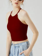 Grecian Neck Cropped Tank Chest Pads (22)