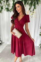 Surplice Puff Sleeve Midi Dress (7)