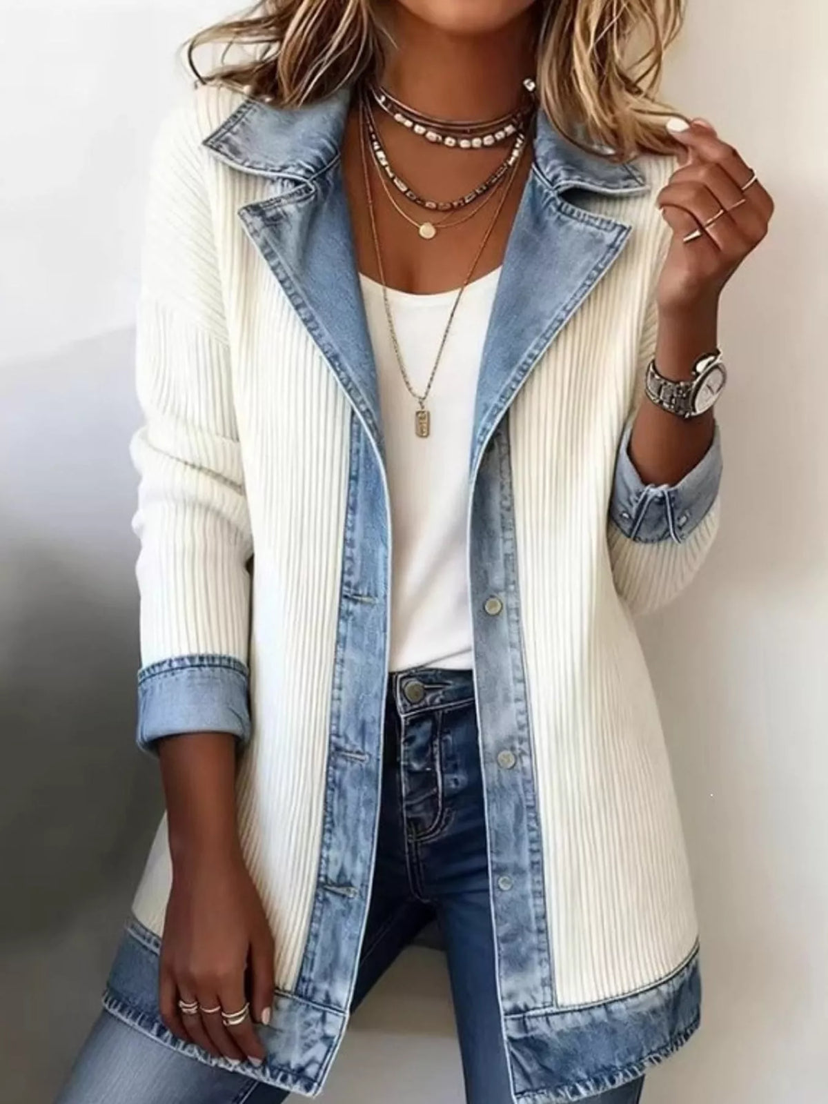 Full Size Denim Trim Ribbed Knit Cardigan Plus (13)