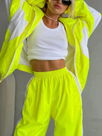 Zip Up Long Sleeve Top Pants Set (7)