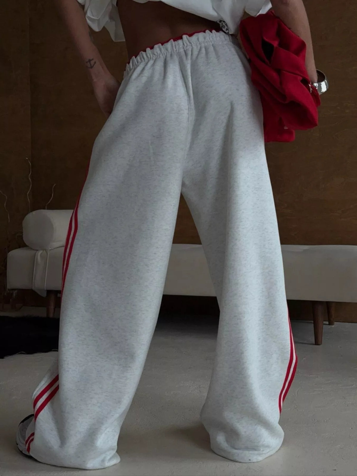 Side Stripes High-waisted Wide-leg Sweatpants (23)