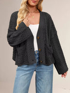 Cable Knit Button-down Cardigan (2)