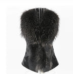 Faux Fur Vest Fur Coat Short Raccoon Collar photo 3