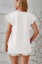 Swiss Dot Ruffled Cap Sleeve T-shirt (12)