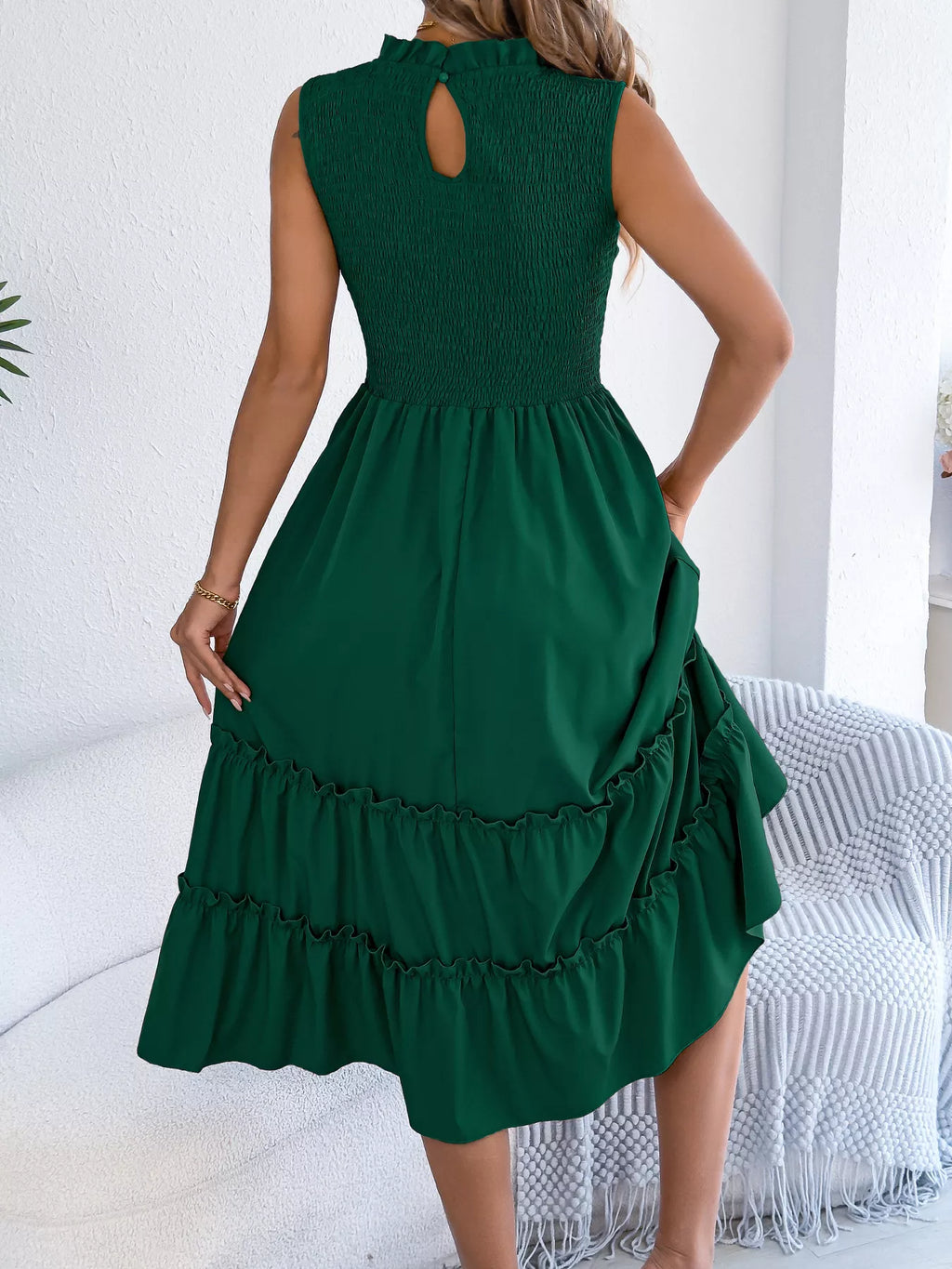 Smocked Sleeveless Tiered Dress (5)
