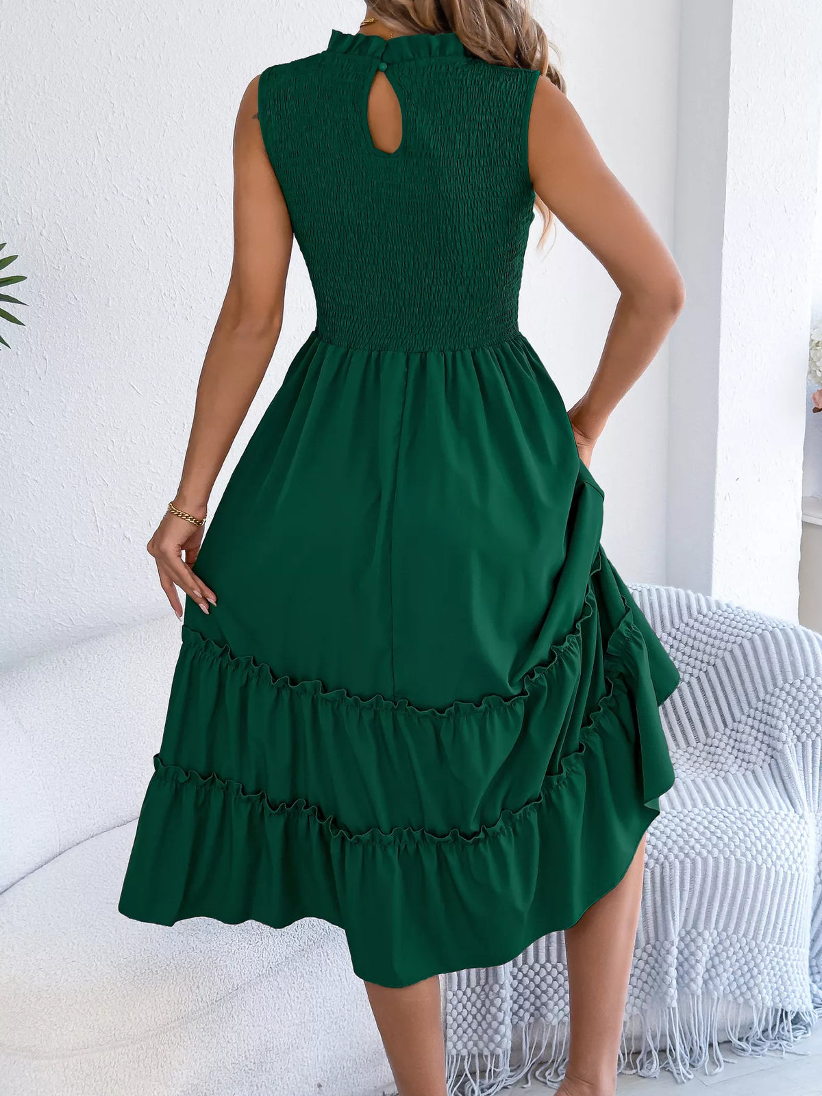 Smocked Sleeveless Tiered Dress (5)