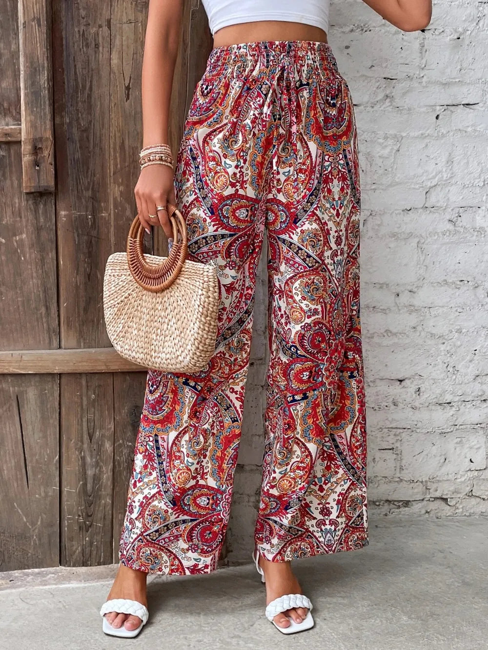 Printed Wide Leg Pants (21)