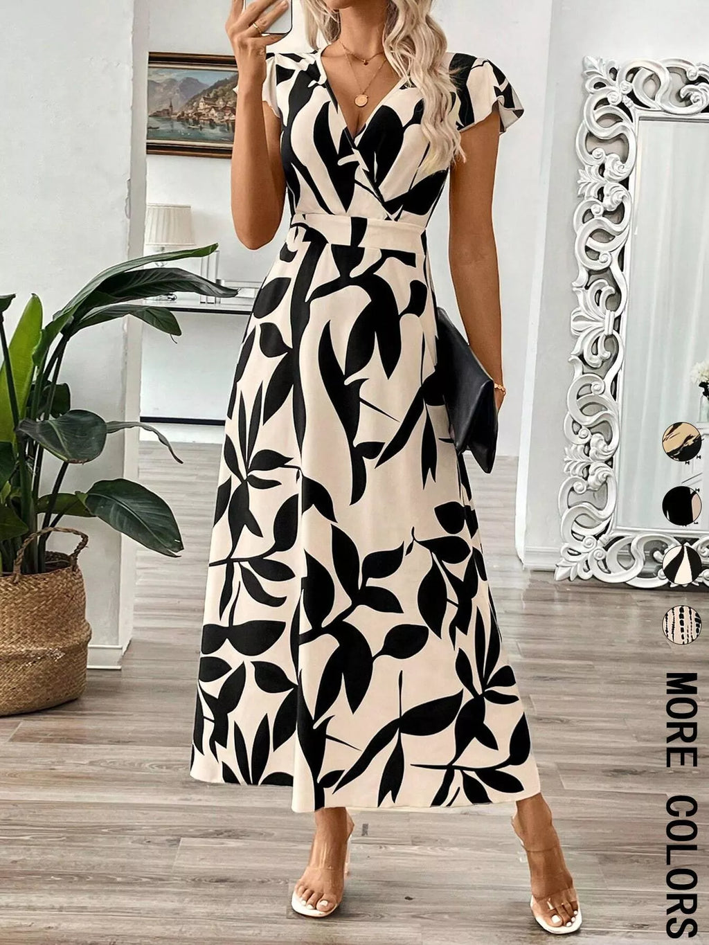 Surplice Cap Sleeve Midi Dress (13)