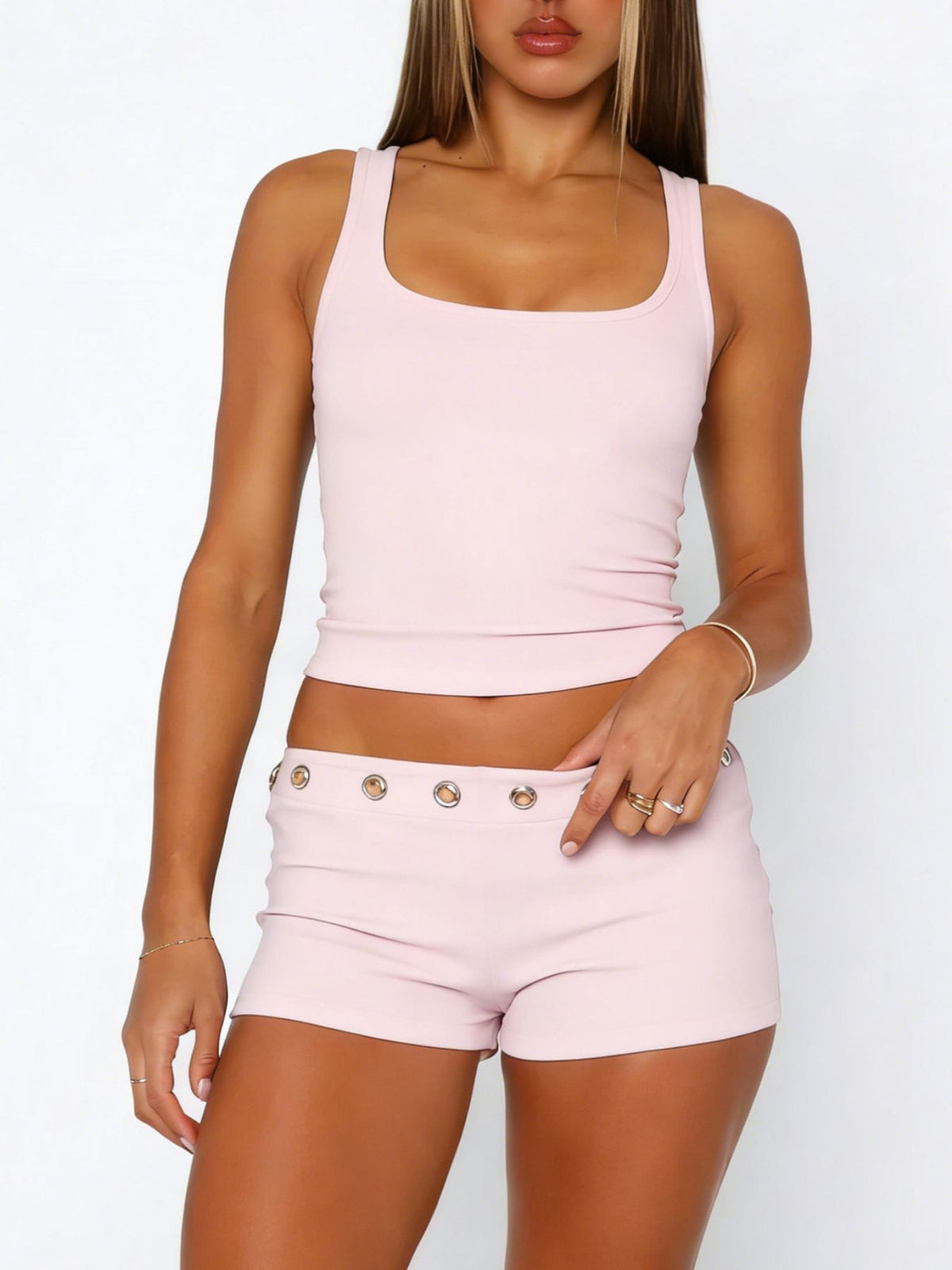 Wide Strap Tank Shorts Set (8)