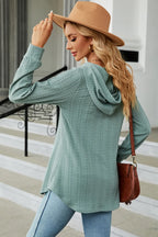 Decorative Button Drawstring Long Sleeve Hoodie (24)