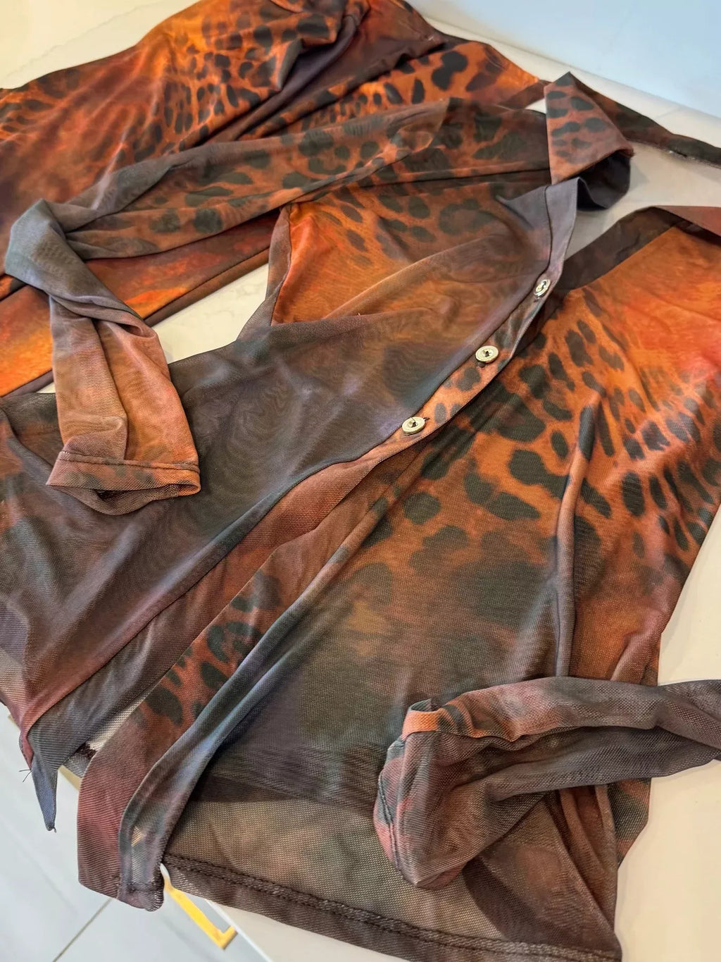 Printed Mesh Shirt Pants Set (6)