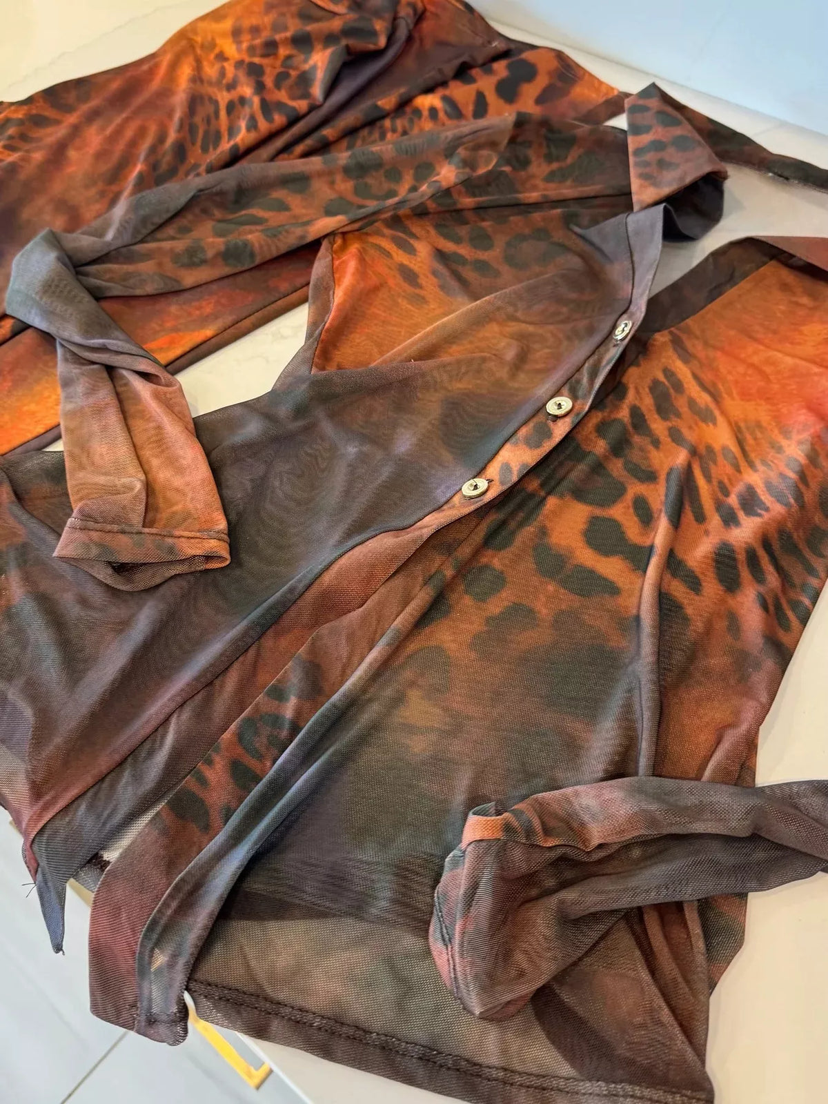 Printed Mesh Shirt Pants Set (6)