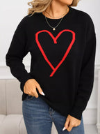 Valentine's Day Heart Graphic Dropped Shoulder Sweater (16)