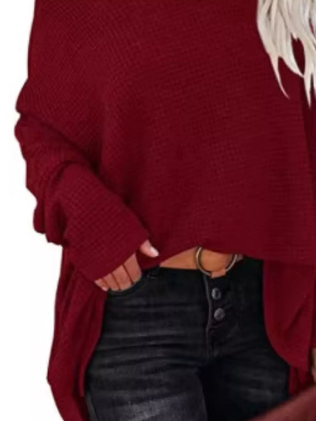 Boat Neck Waffle Knit Top (10)