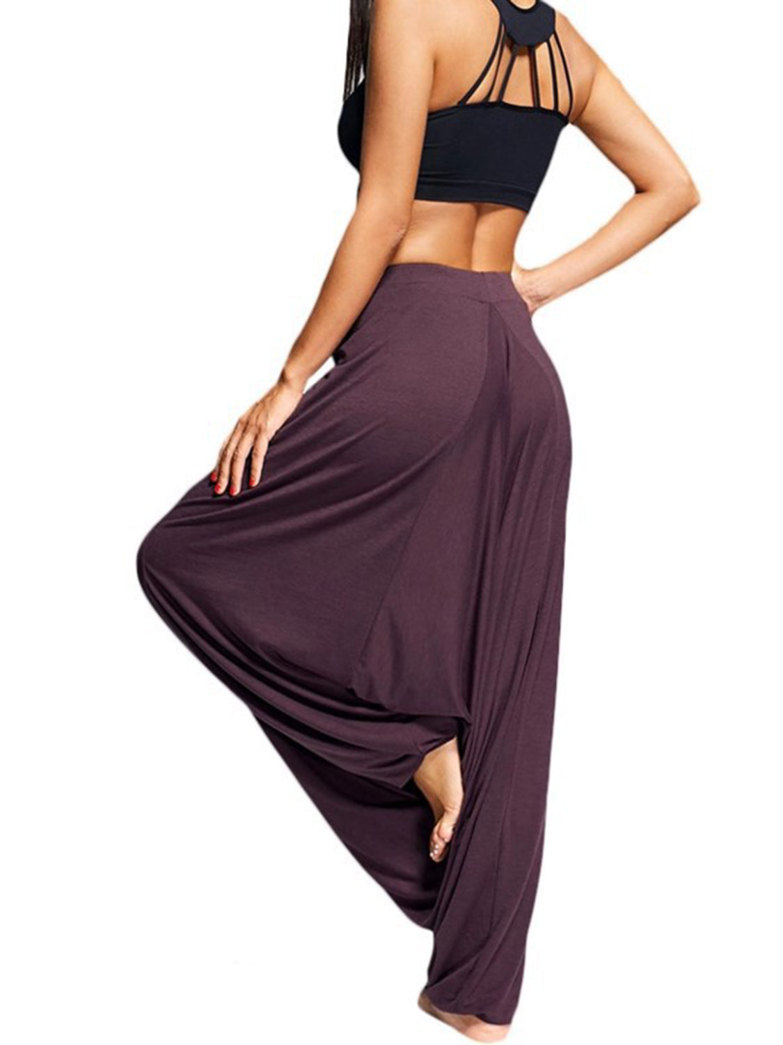 Tied Mid Waist Long Harem Pants (11)