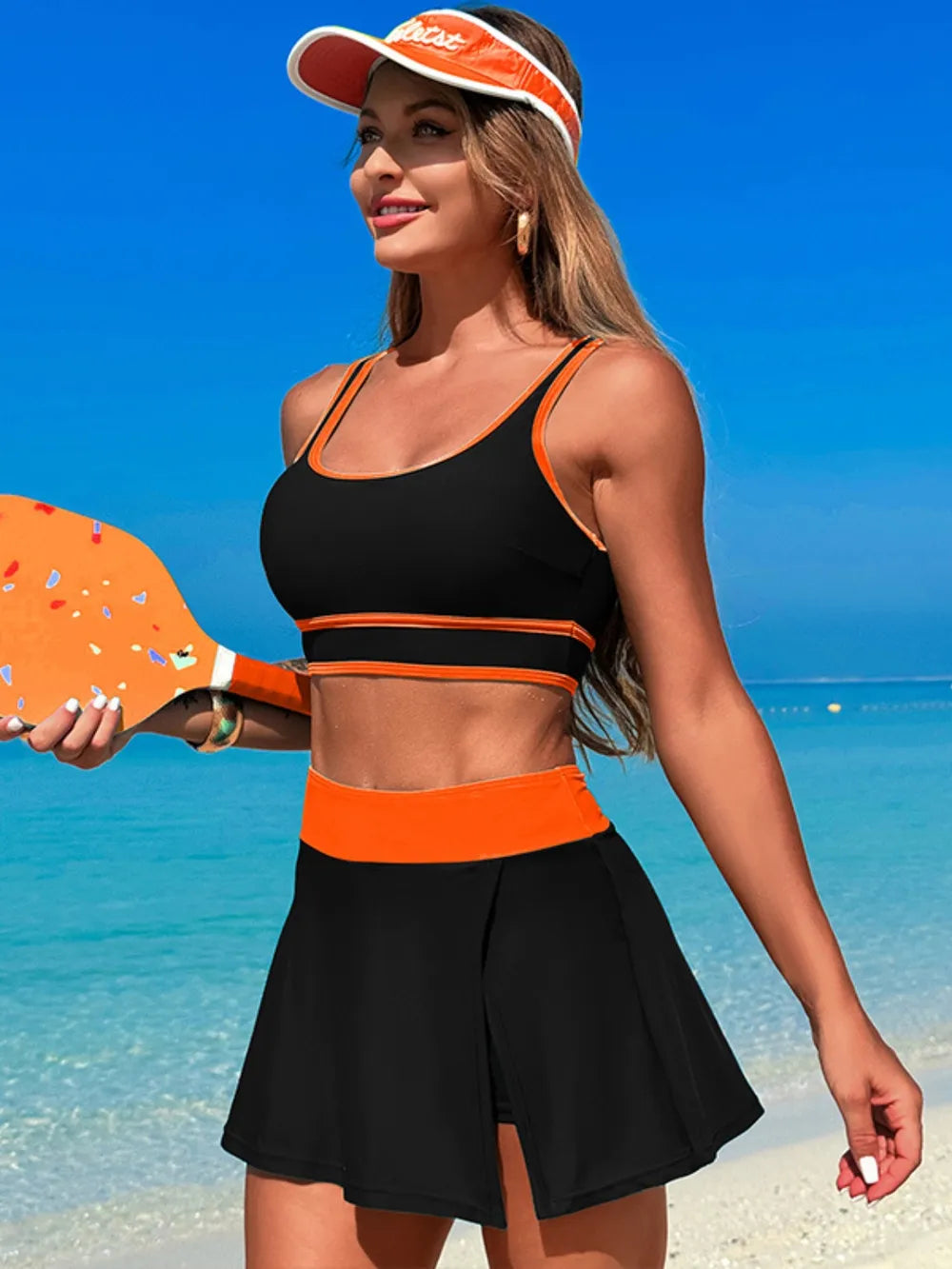 Scoop Neck Top Skort Swim Set (5)