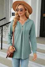Decorative Button Drawstring Long Sleeve Hoodie (23)