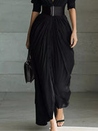 Full Size Button Front Ruched Shirt Maxi Dress Plus (8)