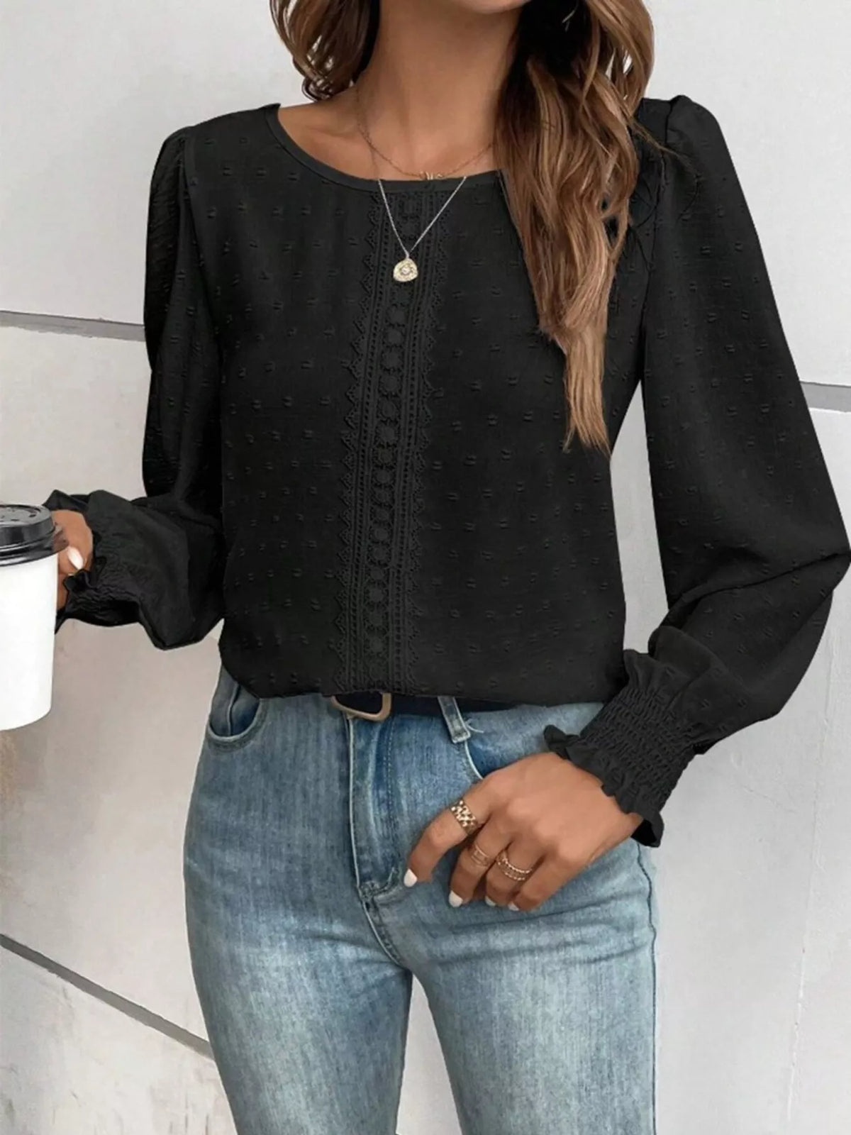 Swiss Dot Long Sleeve Blouse (18)