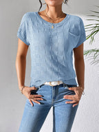 Round Neck Short Sleeve Knit Top (3)