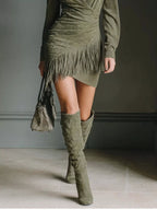 Fringed Long Sleeve Mini Dress (2)