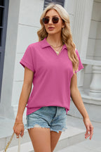 Johnny Collar Short Sleeve Blouse (6)