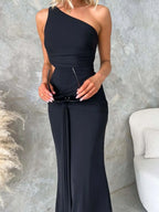 One-shoulder Cutout Bodycon Maxi Dress (2)