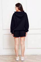 Drop Shoulder Long Sleeve Hoodie Shorts Set (6)