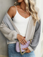 Contrast Open Front Long Sleeve Cardigan (12)