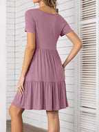 Round Neck Short Sleeve Mini Tee Dress (21)