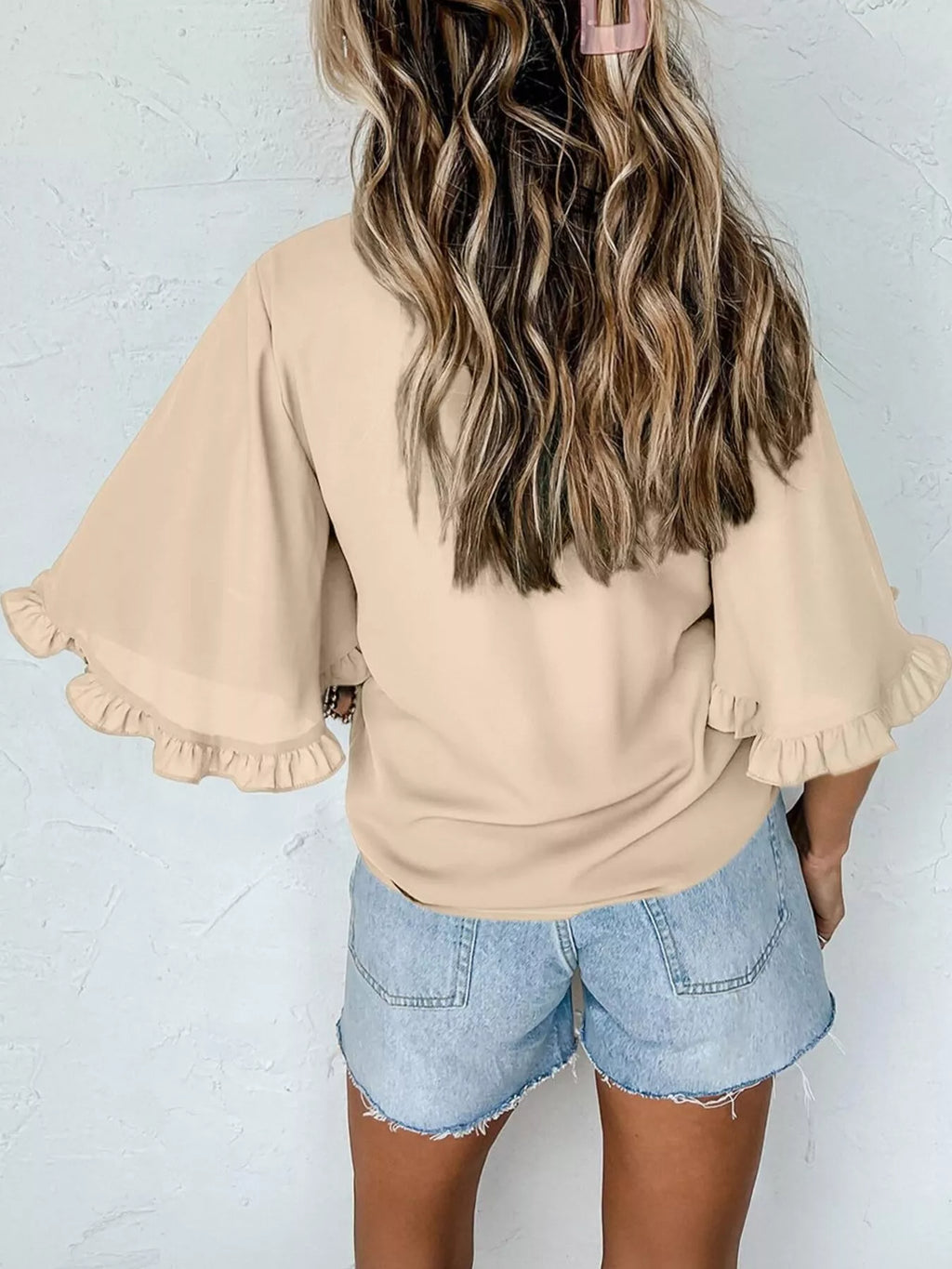 Ruffle Trim Half Sleeve Blouse (10)